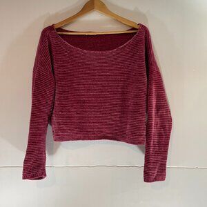 Garage Women's Dark Pink Fuzzy Cropped Sweater-Sz L